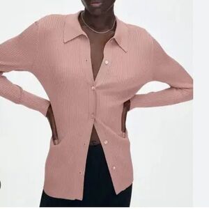Babaton Light Pink Ribbed Knit Top